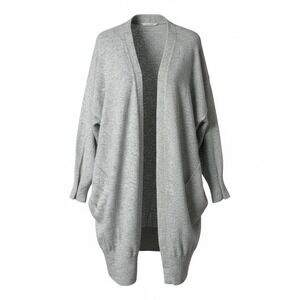 Oversized Open Front Heather Gray Cashmere Blend Cardigan 7 For All Mankind M